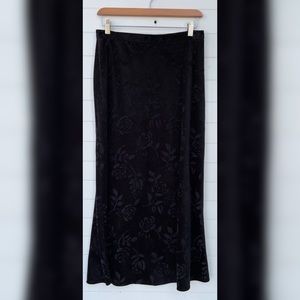 EXACTchange Vintage 90s USA Made Rose Burnout Velvet Skirt Goth Maxi Junior